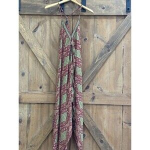 Karma Highway Women’s Midi Asymmetrical Hem Floral Dress One size Red Green